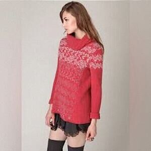 Free People Nordic Fair Isle Cowl Neck Wool Knit Sweater XS